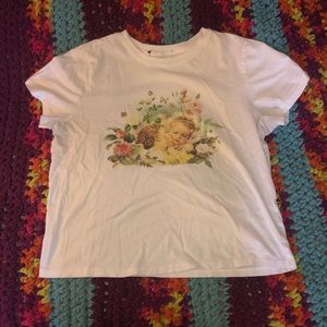 Forever 21 Floral Cherub T-Shirt Small